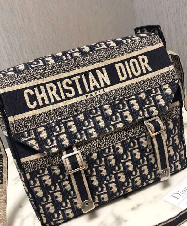 Christian Dior Diorcamp Messenger Canvas Bag Dark Blue